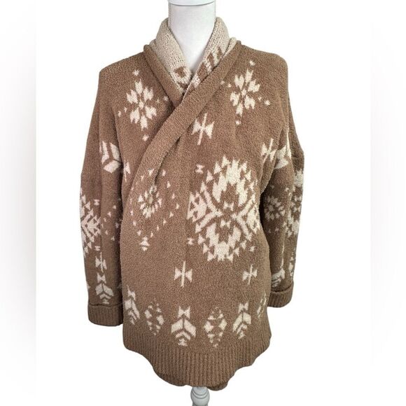 Knox Rose Sweater Brown Cream Aztec Pattern Open Front Boho Cardigan Size XL - Picture 3 of 10